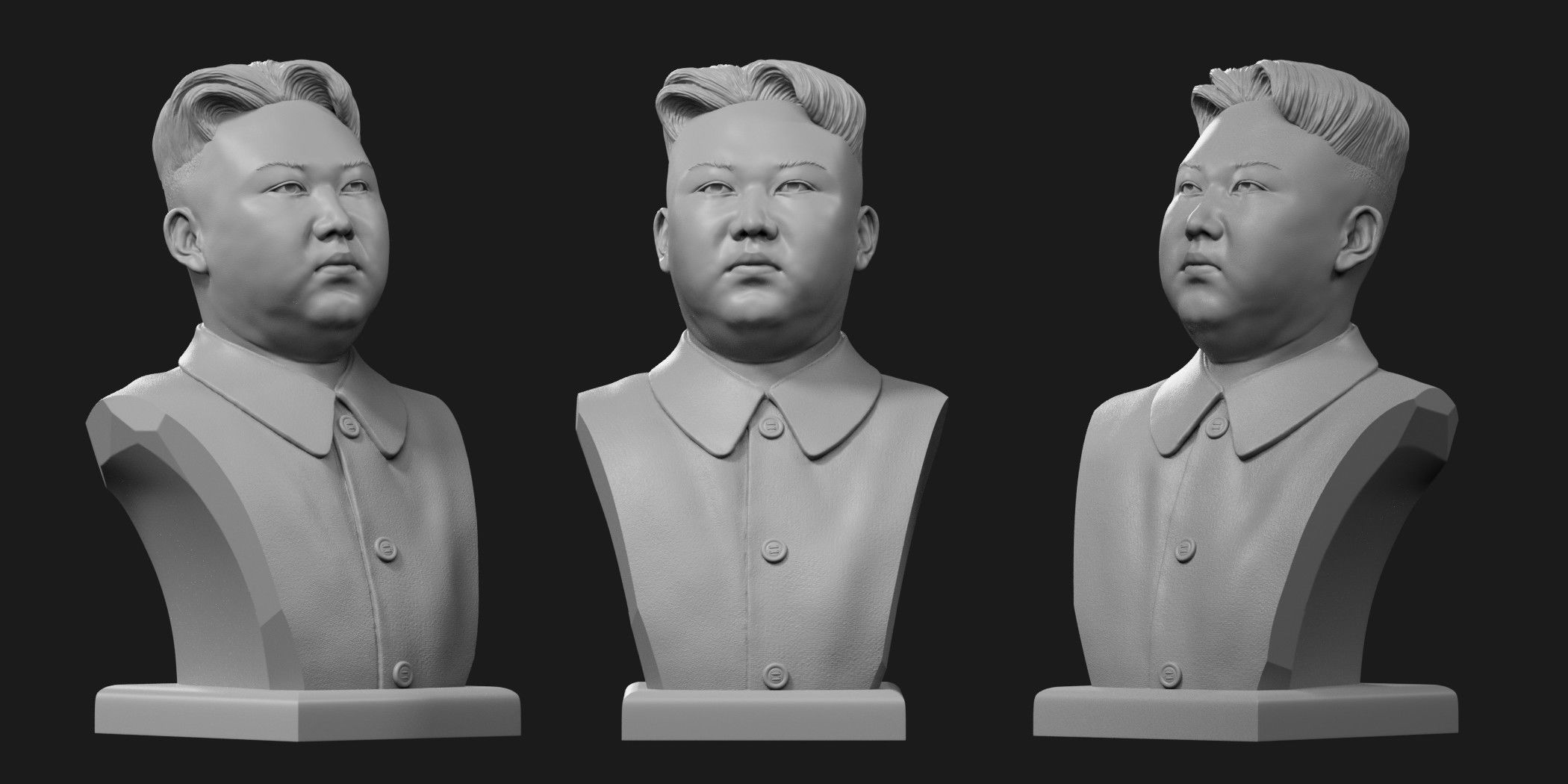 kim jong-un buste 1 art jong de l'onu le la sculpture portrait caractère corée sculptures 3D print model - Mito3D