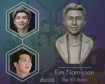kim nam-joon bust portrait statue sculpture man 3d rap rapper art sculptures south korean nam joon rm 3d print model - Mito3D