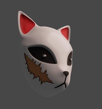 kimetsu yaiba demonio asesino kitsune sabito máscara ojo arte cara cicatriz gato pasatiempo bricolaje diy 3d print model - Mito3D