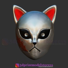 demônio assassino kimetsu yaiba sabito mascarar kitsune capacete raposa cosplay japonês bruxas arrepiante horror jogos brinquedos anime fantasia ficcional criatura 3d print model - Mito3D