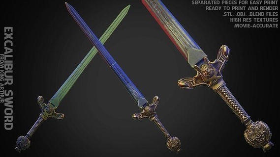 rei Arthur excalibur espada cosplay Rei Merlin fantasia medieval lenda cavaleiros cavaleiro mágico lendário Magia cosplayer arte varreduras réplicas 3d print model - Mito3D