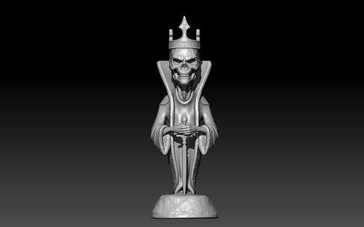 Roi échecs statue sculpture art squelette couronne print3d pièces d'échec figure sculpter Jeu crâne épée sculptures 3d print model - Mito3D