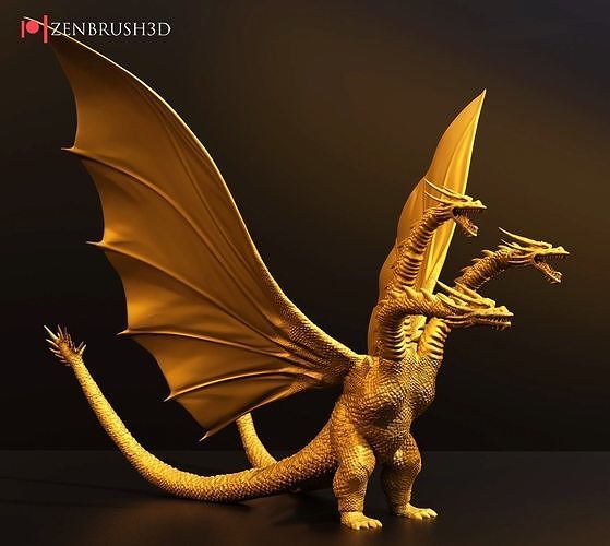 rei ghidorah 1991 godzilla guidorah guidora pelicula mechagodzilla fantasia accion montículo kaijus dragão lagarto réptil jogos brinquedos borda arte esculturas 3D print model - Mito3D