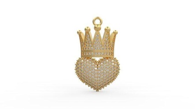 king heart charm pendant gold jewel jewellry jewelry silver printable diamond woman fashion wedding solitaire saphire ruby necklace love pandora pendants 3d print model - Mito3D