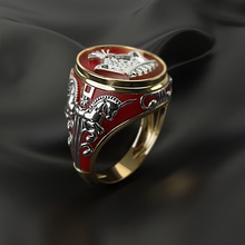 le roi à cheval anneau bijoux de l'anneau horsering joyau chevalier silcer or imprimable d'argent mode beauté les anneaux 3d print model - Mito3D