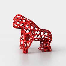 roi kong filaire singe chimpanzé cellulaire géométrique numérique art décor sculpture statue bureau moderne meubles jeux jouets 3d print model - Mito3D