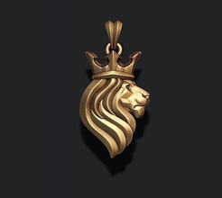 Rey león corona colgante pendiente oro imprimible plata joya ligero joyería Moda collar Tigre rugido leona África salvaje animal cerrado vestir 14k colgantes 3d print model - Mito3D