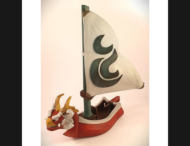 König rot Löwen Zelda Wind Waker Boot Windwaker Löwe Verknüpfung Hyrule Schiff botw Atem wild Spiel Daphnes Briefkasten Nintendo Kunst Skulpturen 3D print model - Mito3D