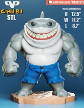 rei tubarão chibi stl 3d impressão dc chibistl 3dxm jogos brinquedos 3d print model - Mito3D
