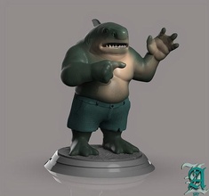 king shark fan art sculpture figurine dc kingshark sucide squad harley batman joker 3d games toys 3d print model - Mito3D
