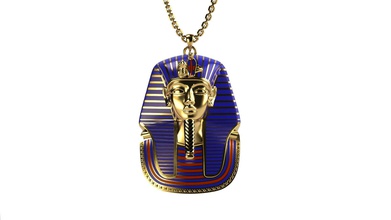 king tut pendant gold jewelry printable necklace enamel egypt pendants 3d print model - Mito3D