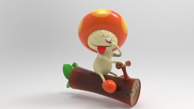 kinoppi mushroom on log toy fun art miniature statue manga ilfantasticomondodipaul anime actionfigure cartonianni80 cartoon anni80 games toys 3d print model - Mito3D