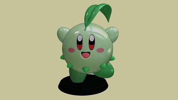 Kirby chicorita cruzamento Pokémon Nintendo game Boy jogos Pikachu pokebola cinza brinquedos anime borda brinquedo arte esculturas 3d print model - Mito3D
