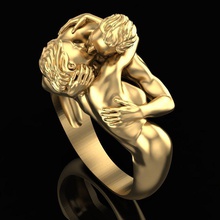 beijo anel joalheria ouro prata jóia jóias moda amar romance esterlina imprimível platina namorados argolas 3d print model - Mito3D
