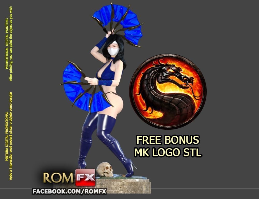 kitana mortale kombat azione figura stampabile ninja samurai giochi zero scorpione mk naruto gioco carattere assassino cranio donna marziale giocattoli 3D print model - Mito3D