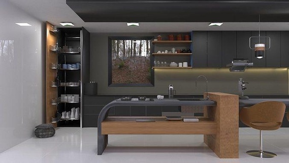 kitchen furniture shelf chair luxury storage interior room house dining 3d print model - Mito3D
