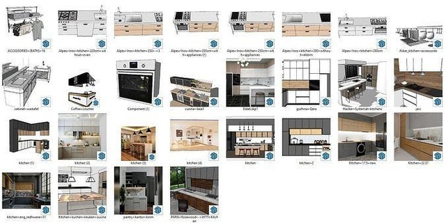 cuisine ensemble bâtiment croquis intérieur maison Accueil manger 3d print model - Mito3D