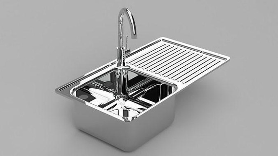 cuisine évier robinet l'eau chrome intérieur meubles acier conception moderne maison manger 3d print model - Mito3D