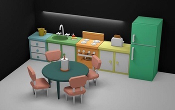 kitchen toy house oven chair table family home doll lego interior food children kids games toys 3d print model - Mito3D