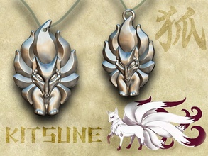 kitsune - nine-tailed fox japanese amulet japan mythology shintoism ancient pendant creature beast emblem games toys 3d print model - Mito3D