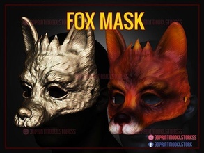 kitsune fox mask - japanese cosplay helmet costume halloween japan animal decor knight oni samurai games toys 3d print model - Mito3D