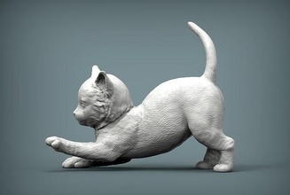 gatito escultura of gato animal mamífero salvaje mascota naturaleza estatuilla recuerdo 3d impresión modelo arte esculturas juego 3d print model - Mito3D
