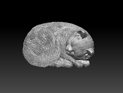 kitty cat sleeping lies animal print sculpture tiger cub statue art sculptures 3d print model - Mito3D