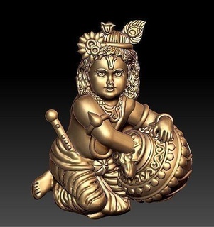 kkrishna Tereyağı sarkık Krishna heykel karakter tapınak şakak mabet 3d gog Hintli Tanrı takı kolye 3d print model - Mito3D