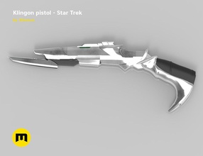 klingon pistol patrol star trek double blade handle distruptor 2259 uss enterprise weapon equipment games toys game accessories 3d print model - Mito3D