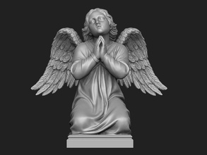 kniend engel statue beten gebet grab grabstein porträt flügel friedhof kunst scannt repliken 3d print model - Mito3D