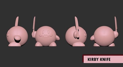 faca kirby jogos personagem nintendo escultura videogame 3d 3dprint imprimível fofa estatuetas japão rosa interruptor brinquedos 3d print model - Mito3D