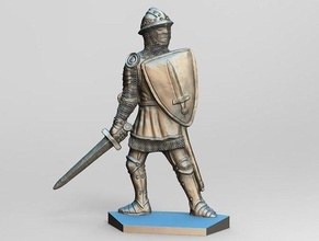 knight 10 armor sword shield helmet chain mail crusader detachment metal silver 3d milling cnc car feathers armour ancient statue figurine games toys board 3d print model - Mito3D