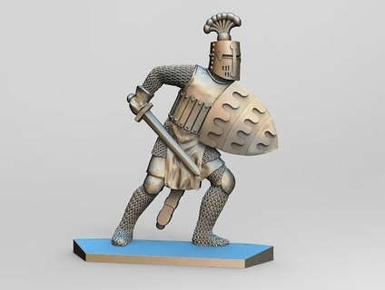 knight 3 horse spear sword armor shield helmet figurine crossbow arrows board game games toys weapon medieval melee dagger blade 3d print model - Mito3D