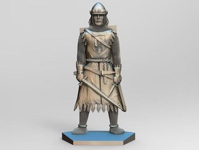 knight 5 armor sword shield helmet chain mail crusader detachment metal silver 3d milling cnc car feathers armour ancient statue figurine games toys board 3d print model - Mito3D