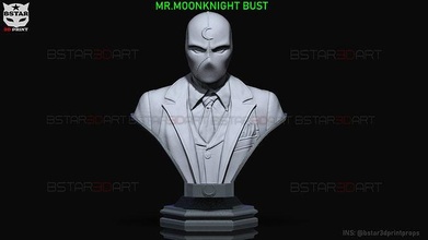 mr caballero busto luna tv serie maravilla historietas mrknightbust mrknightfigure juguetes bustos figura cabeza lunar arte esculturas 3d print model - Mito3D