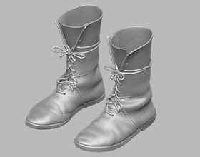 knight leather boot shoes battle footwear warrior art scans replicas 3d print model - Mito3D