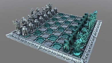 cavalieri vs draconi fantasia scacchi drake draghi gioco scultura giochi giocattoli tavola 3d print model - Mito3D