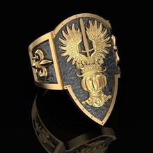 knights shield ring jewelry gold silver printable jewellery jewel fashion knight rings 3d print model - Mito3D