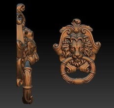 heurtoir orné bronze porte poignées ancien statue lion antique rétro maison accessoires 3d print model - Mito3D