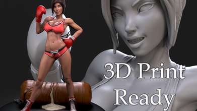 tramortire 3d stampa femmina pugile azione figura 3dprinting statua figurina zbrush resina ragazza arte passatempo fai 3d print model - Mito3D