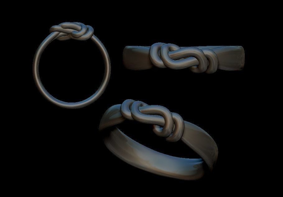 knot ring jewelry knotring silver gold love rope band scarf ladies fashion string tie 3d tied rings 3D print model - Mito3D