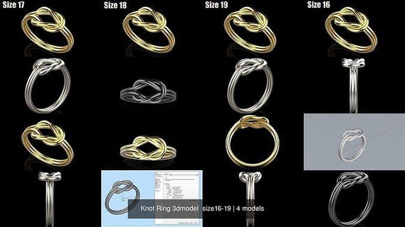 knot ring 3dmodel size16-19 bling bracelet earring gold rose silver printable jewelry luxury gem brilliant diamond fashion sterling beauty engagement rings 3d print model - Mito3D