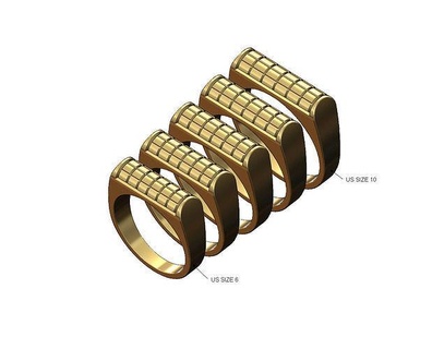 gerändelt zylindrisch Signet Ring Schmuck druckbar Gold Silber Sterling Siegelring Menring Mode Luxus modern Aussage Kuppel facettiert Facette geometrisch Rändeln Ringe 3d print model - Mito3D