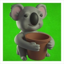 koala vessel seated pot vase plant flower green interior design house decor 3d print model - Mito3D