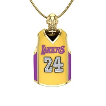 kobe bryant jersey pendant gold enamel jewelry t shirt silver chain necklace icedout hiphop hd hddesigns pendants 3d print model - Mito3D