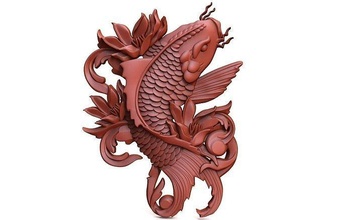 koi fish 2 cnc art relief wood deco animal marine sea artcam aspire signs logos 3d print model - Mito3D