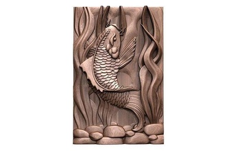 koi pesce cnc 3 arte sollievo legna deco animale marino mare artcam aspirare segni loghi 3d print model - Mito3D