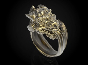 koi poisson dragon bague argent or sceau homme japon bijoux anneaux carpe 3d print model - Mito3D