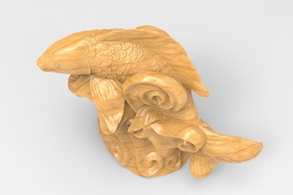koi poisson sculpture art nature marbre forêt mathématique 3d print model - Mito3D