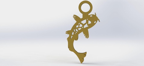 Koi Anhänger 3 Kristall Halskette Schmuck Dekoration Zubehörteil Mode Design Gold Luxus Mädchen Kunst Tier Silber konzeptionell 3d print model - Mito3D